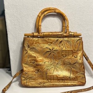 Vintage Bamboo Handle Brahmin Copa Cabana Handbag